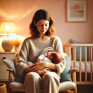 a mother holding her baby